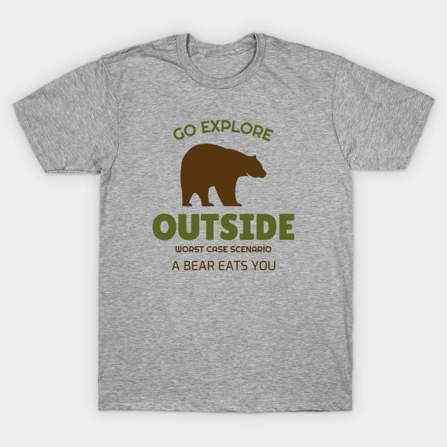 Go Explorer, Worst Case Scenario A Bear Eats You T-Shirt by Mediocre Adventurer